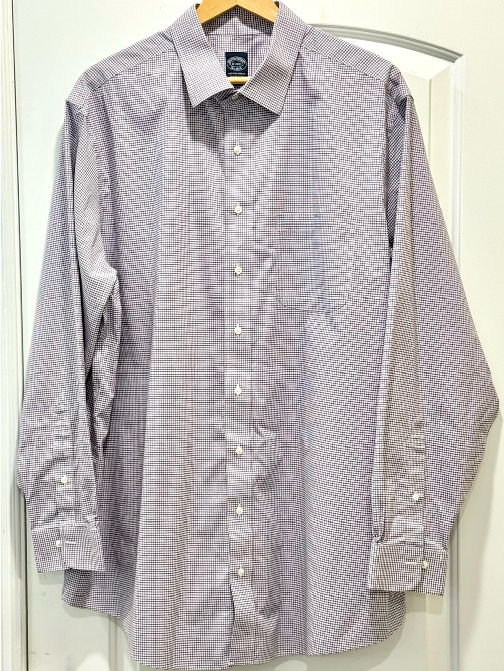 Brooks Brothers Shirt Mens Size 18 36/37 Plaid Non Iron Stretch Supima Cotton